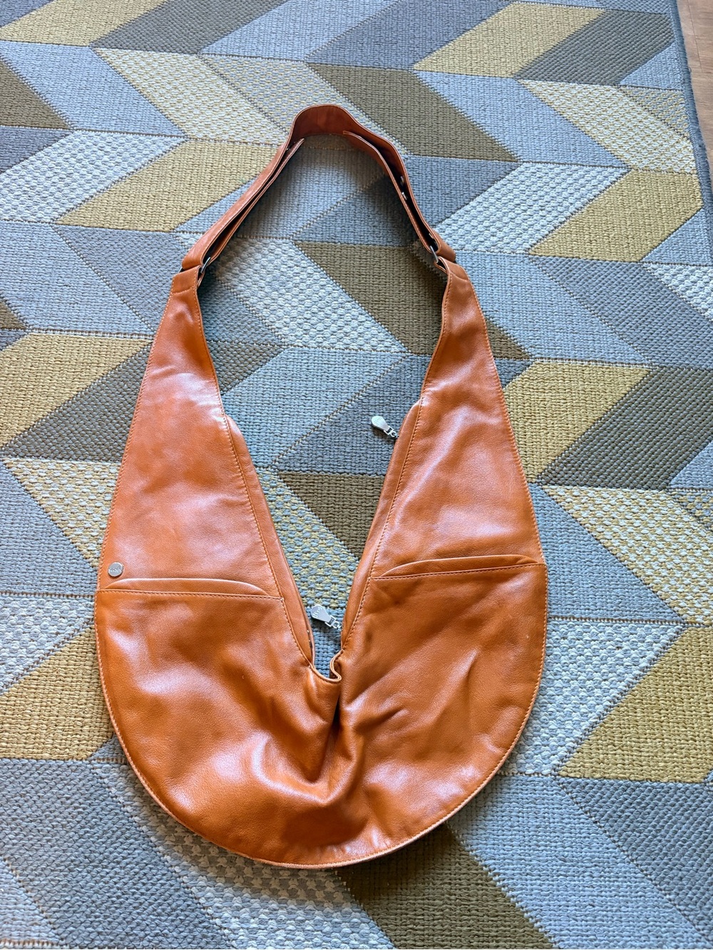 The Sash Bag Classic Genuine Leather Ergonomic Crossbody Sling Bag Orange Cognac